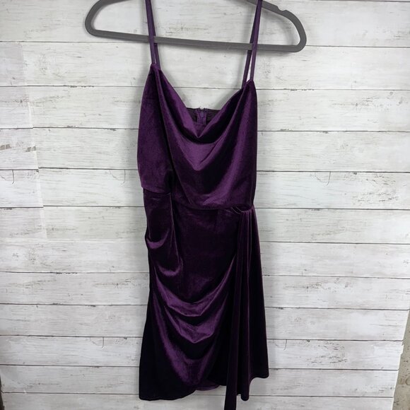 Lulus Living It Luxe Dark Purple Velvet Tulip Mini Dress - Picture 3 of 6